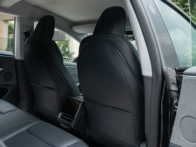 Für Tesla Modell 3/Y 2017-2025 Rücksitzbezug, 2 Stück, Sitzrücken-Kick-Schutz, Rücksitz-Kick-Matten für Kinder, zusätzliche Organizer-Tasche – Detail 5