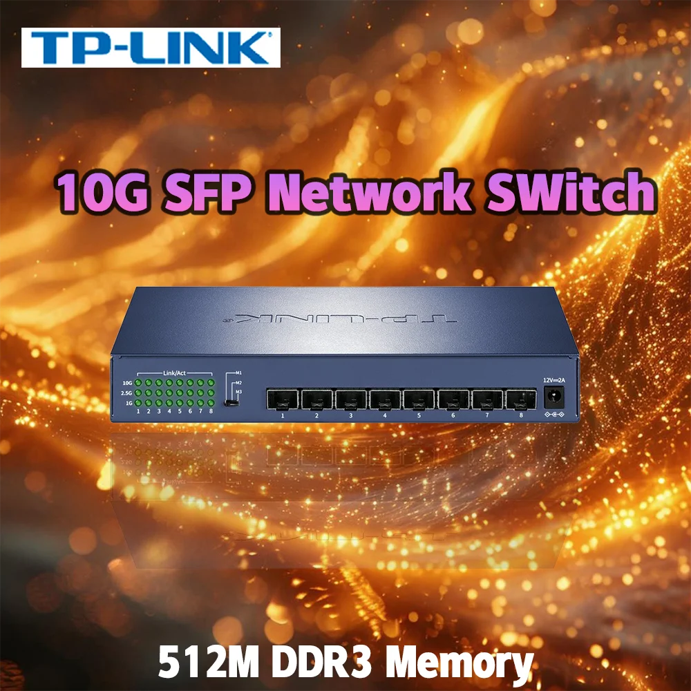 Tp-link 10gb Ethernet Switch Gigabit 10000mbps SFP+ Optical Ports Desktop Antminer 2.5G Hub TL-ST1008f Internet Splitter