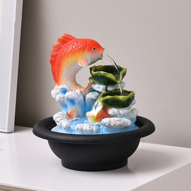 Waterfontein Desktop Ornament Creatieve indoor simulatiehars rockery waterval standbeeld feng shui water fontein huis tuin ambachten Zen meditatie fontein ambachten (Color : With fog