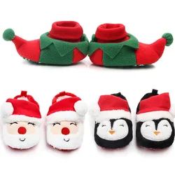 Toddler Boys Girls First Walkers Baby Plush Santa Claus Elf Winter Prewalker Newborn Penguin Soft Shoes Infant Crib Shoes 0-12M
