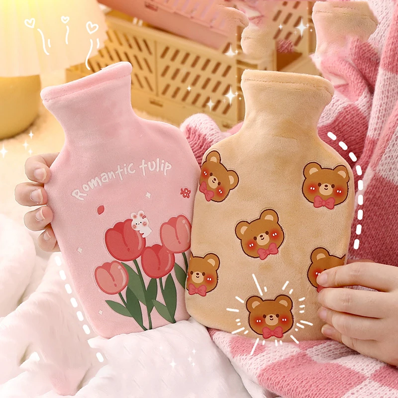 

Cute Hot Water Bottle Bag for Girls Plush Shoulder Hand Warmer Heat Pack Warm Belly Instant Hot Pack Winter Water Heating Pad