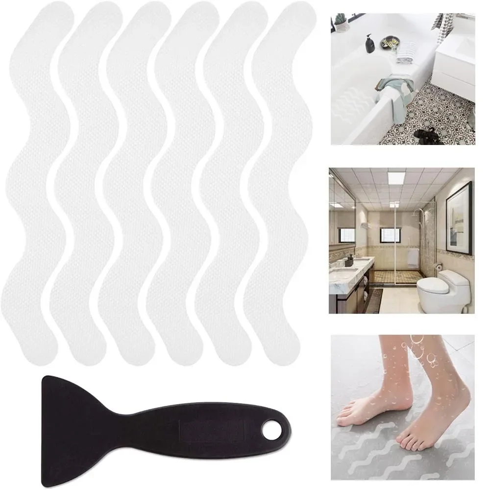 Transparent Adhesive Anti Slip Bathroom Shower Bathtub Floor Safety Stickers Non Skid Waterproof Grip Treads Kids Elderly Home