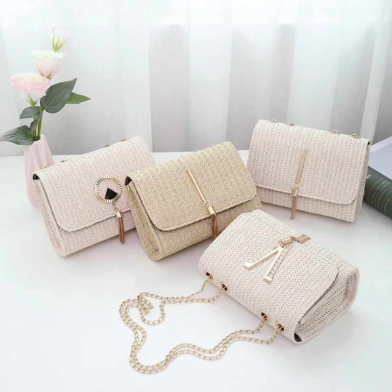 

Small Fresh Korean Japanese Women's Bag 2022 New niche design single shoulder bag straw woven handbag Summer crossbody bag