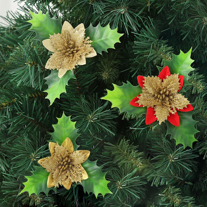 

1PCS Simulation Flower Christmas Decoration Red Mini Christmas Tree Decoration Holiday Decoration Home Holiday Accessories