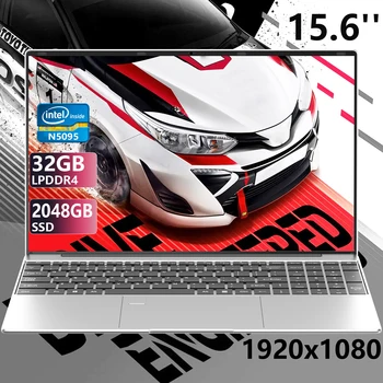 Laptop portatile da 15,6" 32 GB Ram DDR4 1 TB 2 TB SSD Windows11 Notebook Pc Gamer Intel N5095 Computer da ufficio con impronta digitale retroilluminata 1