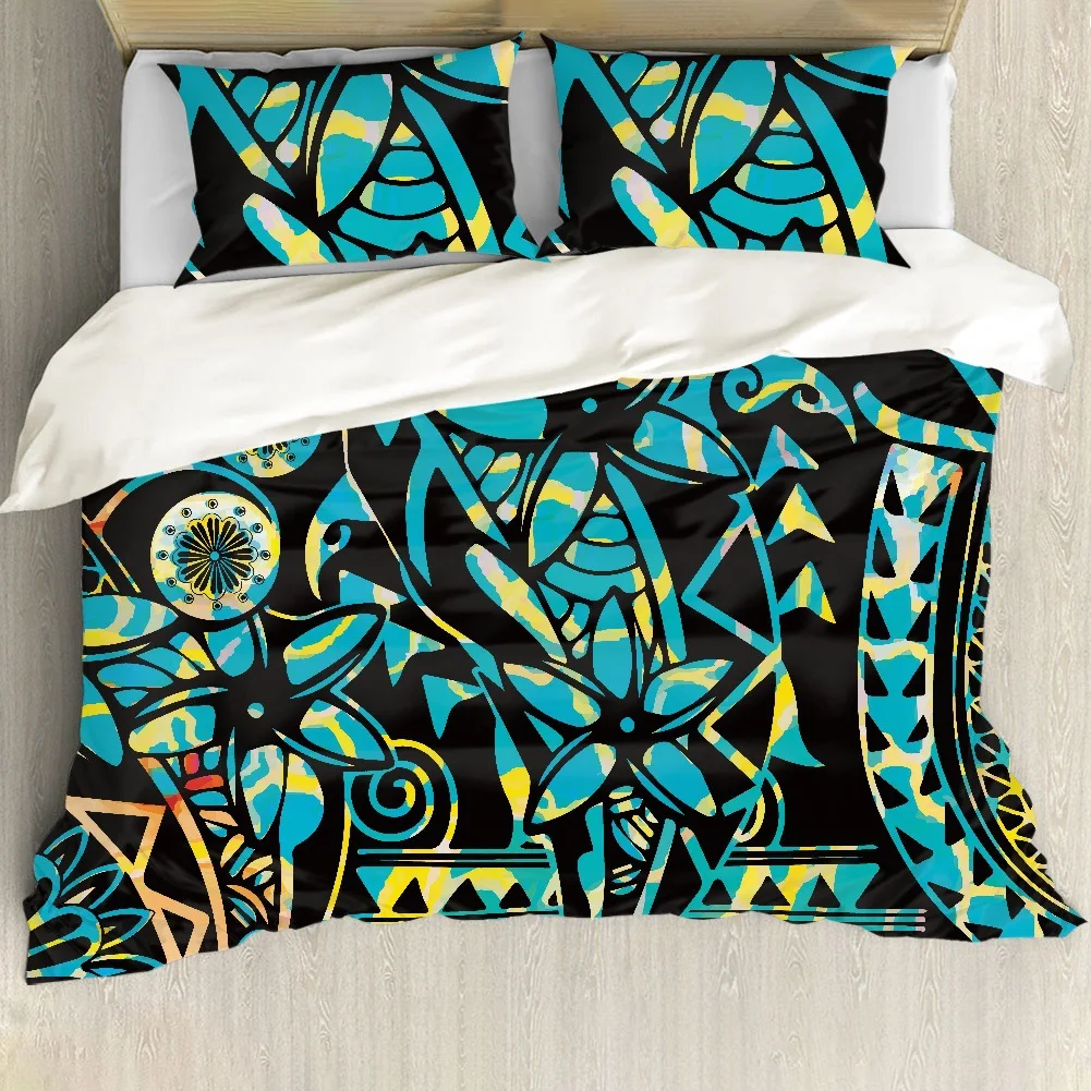Parure De Lit Bohème King - Housse Couette Microfibre 3 Pièces - Style Rétro Boho