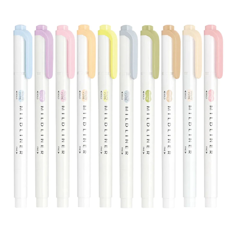 Highlighter Pen Creative 10 Colors Highlighter with 4mm Thick Pen Tip Bright Colors and Durable
