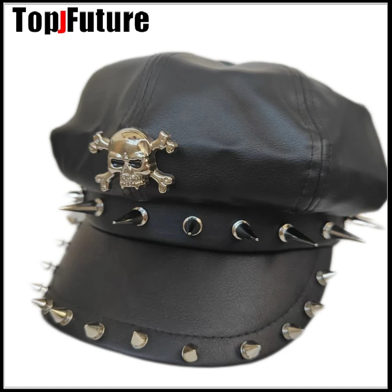 Harajuku Gothic Lolita Cool Punk Skull Spike Cap Biker