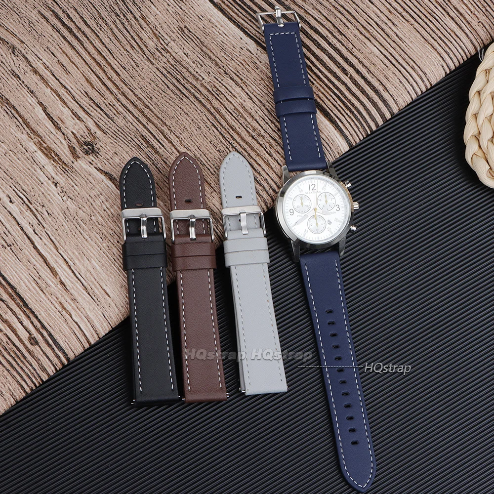 Elegant Genuine Leather Watch Strap Bracelet with Quick Release - Universal Wristband
