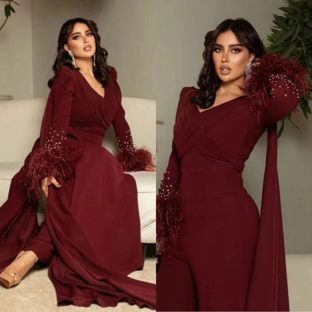 

Prom Dresses Fashion V-neck Sheath Evening Beading Beaded Satin Formal Occasion Gown robe pour cérémonie de mariage