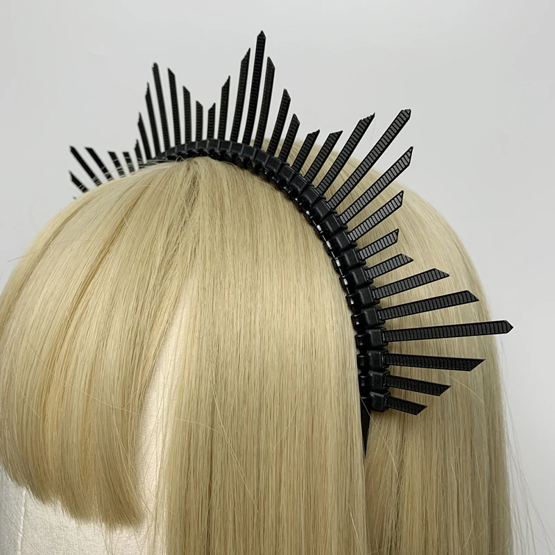 Halocrown Mary Halocrown Stirnband Tiaras und Kronen Spiked Halocrown Griechisch Barock SunGoddess Haarschmuck Kopfschmuck – Detail 14