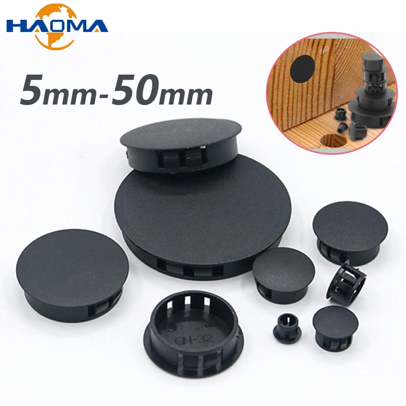 Silicone rubber plugs pipe end cap rubber caps silicone rubber caps Black Plastic Hole Plug Snap-on Cover Dust Caps Furniture Screw Hole Cover Tube Pipe Inserts Plug Bung