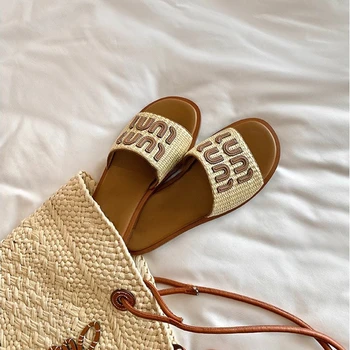 Women's Sandals Summer New Flat Shoes Casual Soft Sole Women's Vacation Fashion Braided Beach Flip Flops Zapatos De Mujer 1
