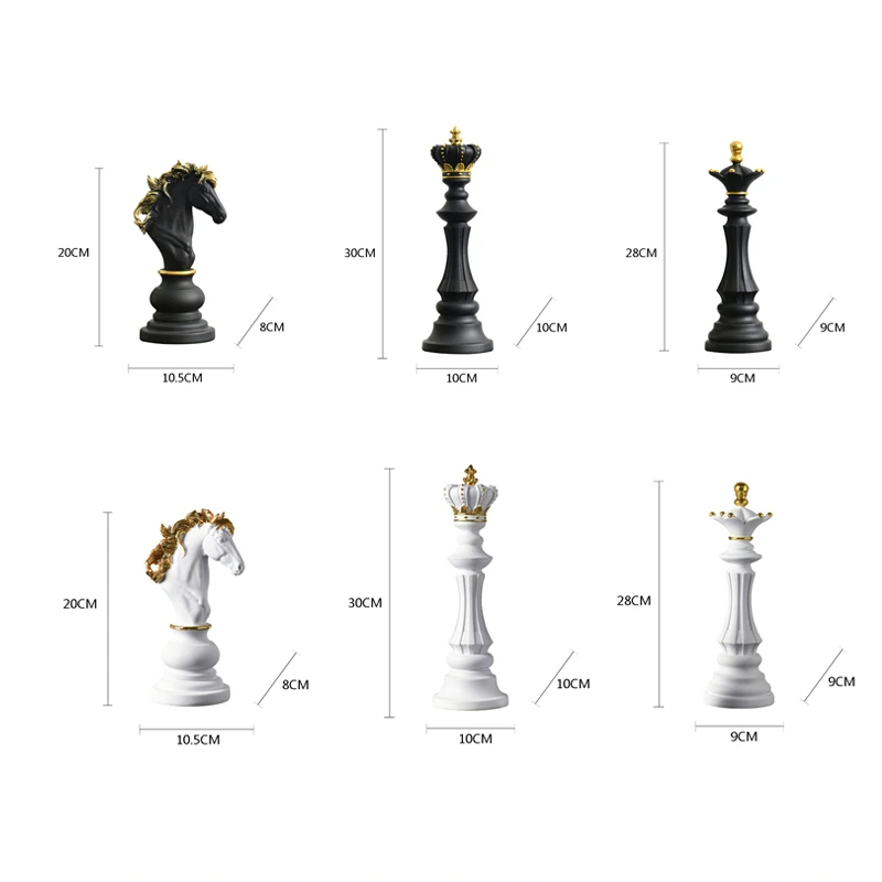 KING CHESS PIECE- BLACK, Matte Black Finish on Resin - accents