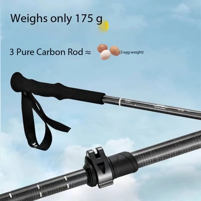 Multifunctional Carbon Cane for Mountaineering, Ultra Light, Stretchable, Anti Slip, Lightweight, Outdoor Hiking, New