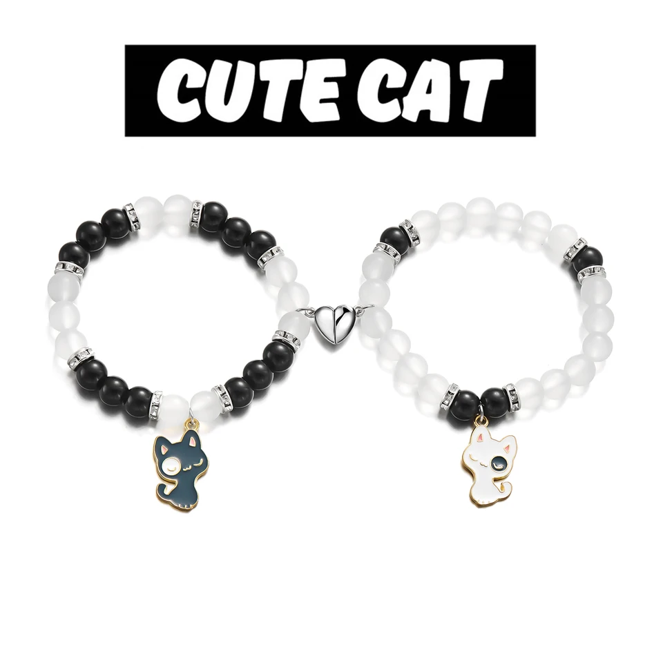JEYORZY 2pcs Bracciale Magnete Anima Gemella, Regalo per Coppia Lui Lei Fidanzata Fidanzato, Amore Magnete Intrecciato a Mano Corda Braccialetti di Corrispondenza