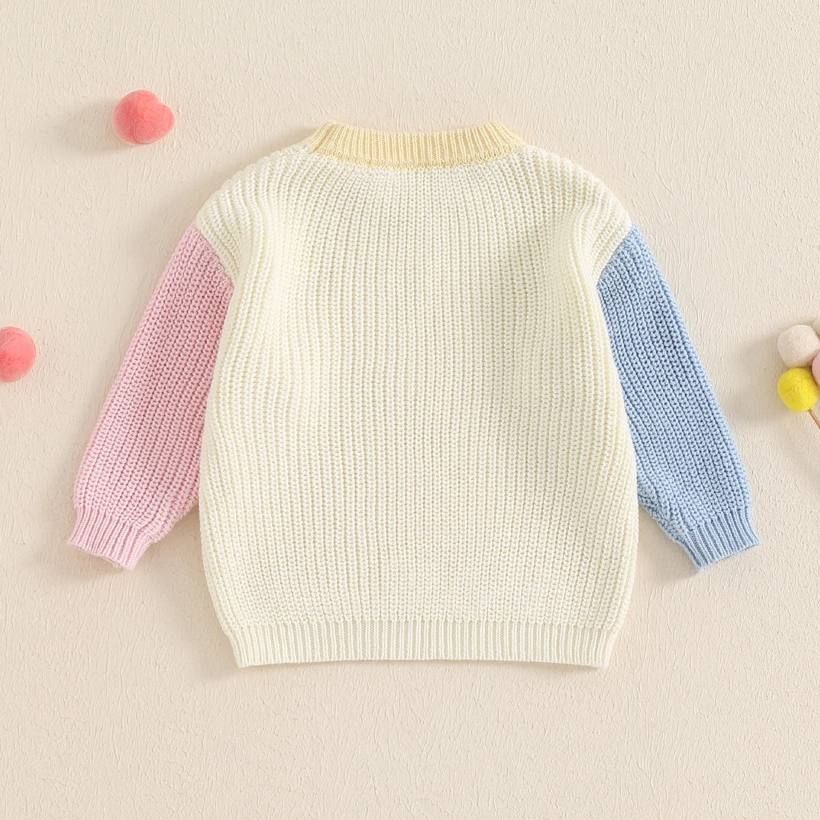 MISOWMNJOY Newborn Baby Sweater Girls Boys Knitted Long Sleeve Autumn Winter Contrast Color Pullovers Top Toddler Knit Wear 0-3Y