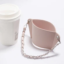  350ml detachable chain portable coffee cup holder hanging portable cup paper cup leather case heat insulation 