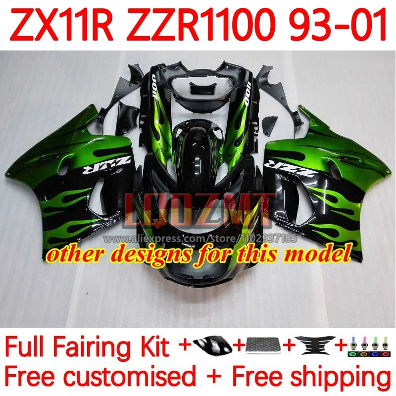 Glossy black ZX-11R For KAWASAKI NINJA ZZR1100 ZX 11R ZX11 R ZX11R 93 94 95  96 97 ZZR 1100 1998 1999 2000 2001 Fairing 73No.1