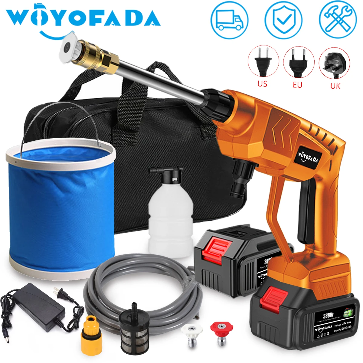 18v Wireless High Pressure Car Washer Rechargeable Lithium Battery Auto Spray Water Car Cleaning