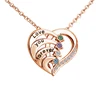 Collier personnalisé avec nom et pierres de naissance, collier de promesse personnalisé, pendentif cœur avec noms gravés, cadeaux de bijoux de Noël