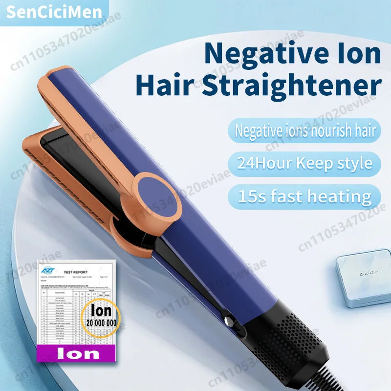 Lisseur et sèche-cheveux 2 en 1 avec chauffage rapide en 15 secondes, fer à lisser à ions négatifs pour moins de frisottis, des cheveux plus brillants et plus lisses 1
