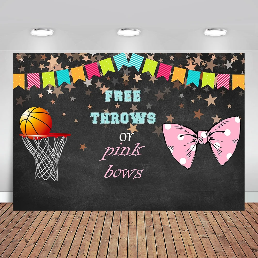 Plaid O Pink Bows Gender Reveal Background Black Gender Reveal Party Background Banner Colorato Basket Girl O Boy Party