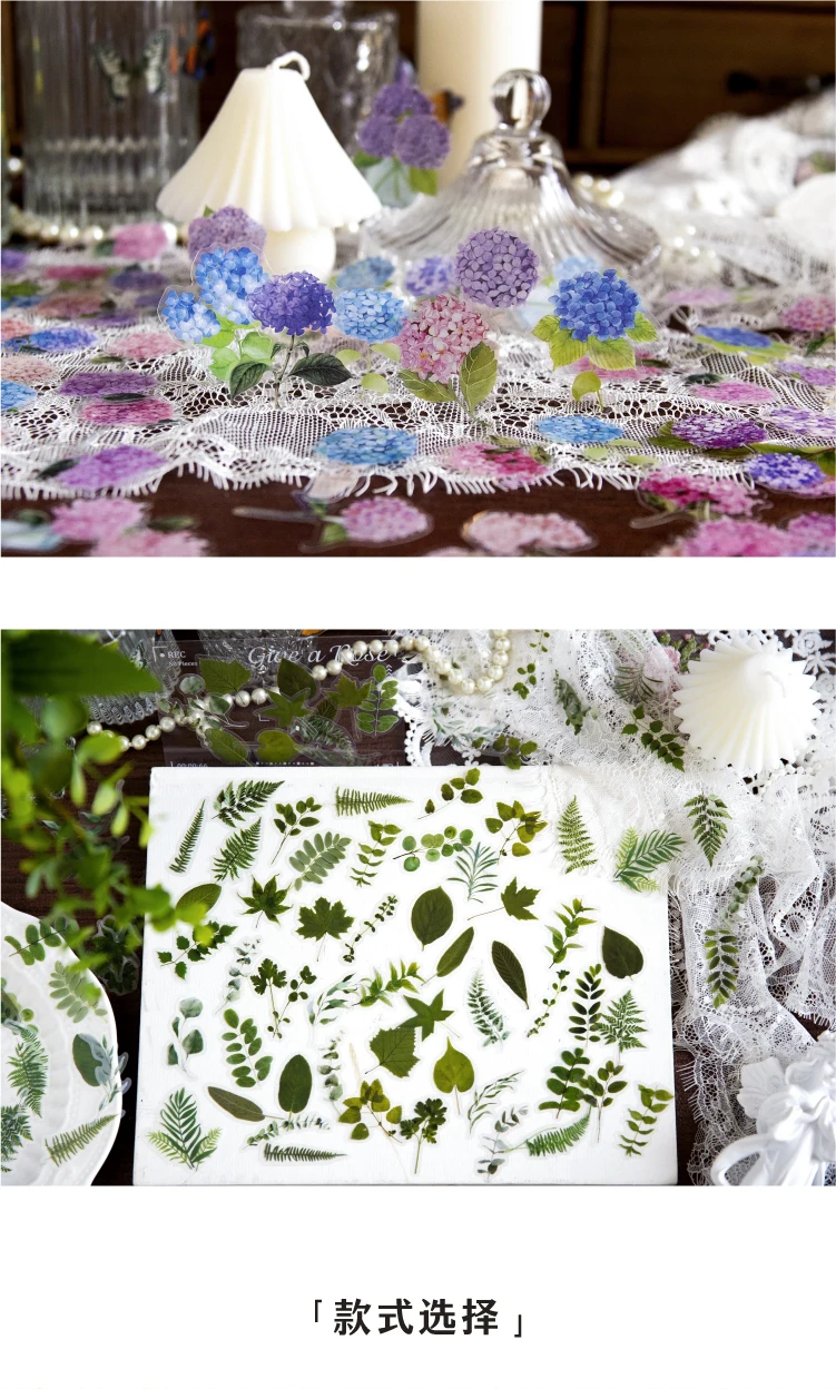 100pcs Flowers Sticker pack Rose Tulip Daisy Transparent Waterproof Plant hand account Decoration Scrapbooking Material