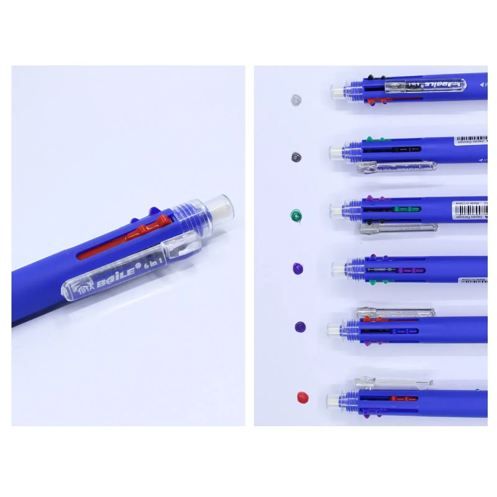 ballpoint pen 6-in-1 Creative Multicolor Push Type Multifunction Six Colors Press School Office Supply