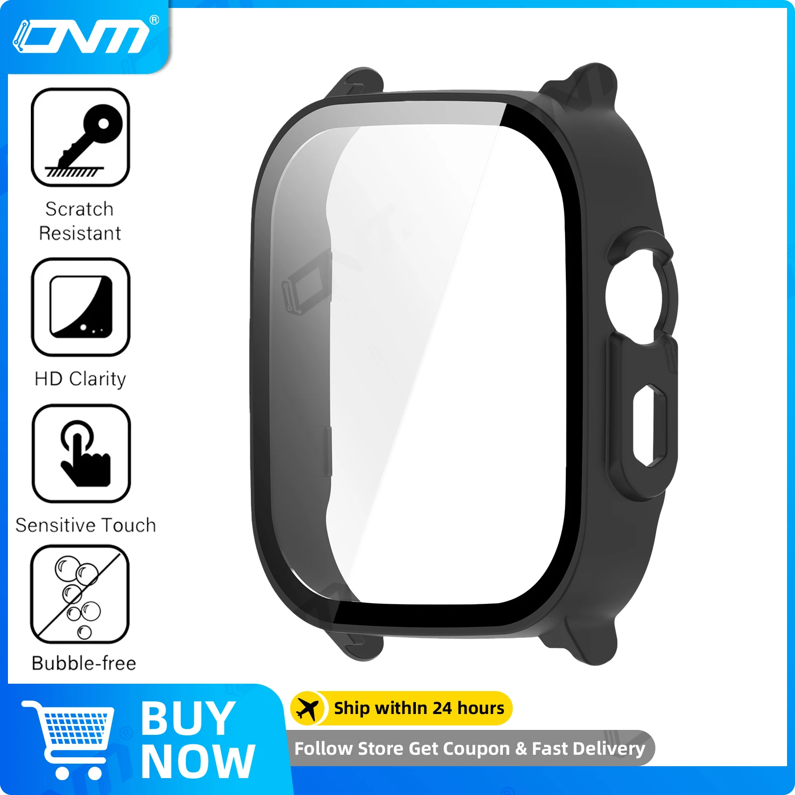 Tempered Glass Screen Protector & Hard PC Bumper Case