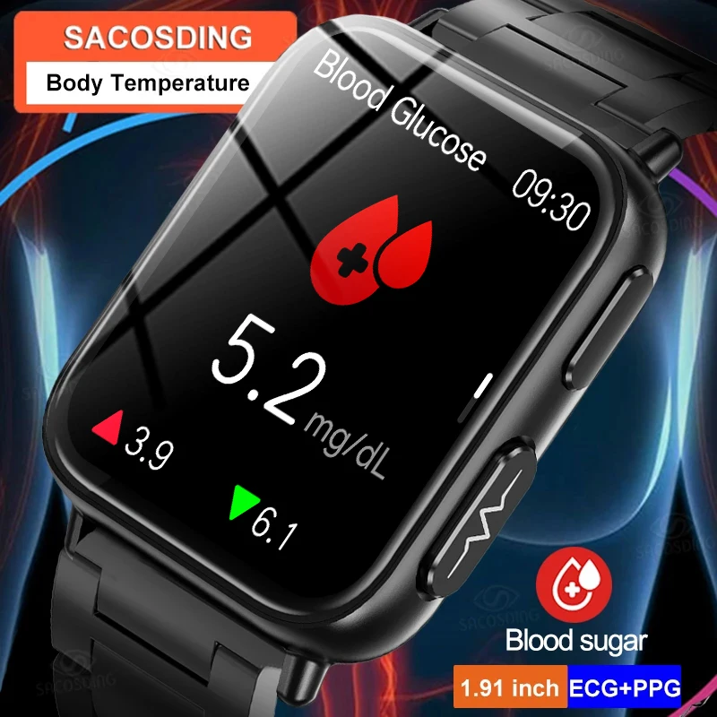 

2023 New Noninvasive Blood Sugar ECG+PPG Smart Watch Men Heart Rate Blood Oxygen Health Smartwatch Women Waterproof Sports Watch