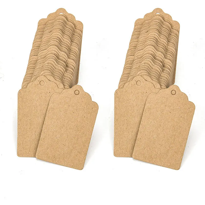 Kraft Paper Tags 100pcs with Strings Handmade Hang Tags For Candy/Gift/Cookies Display Packing Label Card