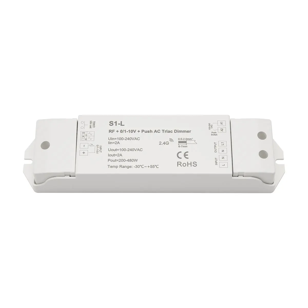 AS62 AC110V-220V RF+0/1-10V + 푸시 AC 트라이액 디머 S1-L 1채널 디밍 가능 단일 색상 백열등 LED 디머