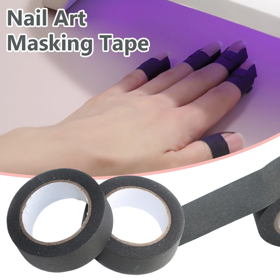 Schwarzes Nail Art Masking Tape, Lichtblockierfolie für Gel-Härtung, UV-Schutz, Fingerbänder, Maniküre-Werkzeuge – Detail 1