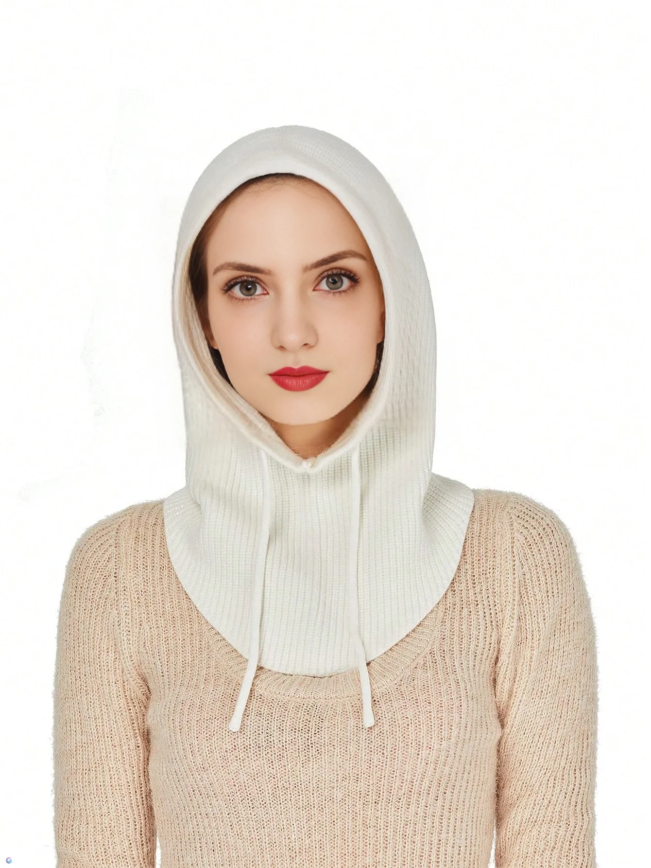 Unisex Knit Warm Wool Balaclava Hat Winter Scarf Hooded Beanie Women Neck&Face Protect Skullies Men Soft Wollen Bonnet Girl 2