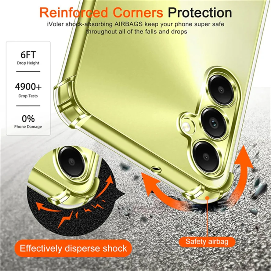 3-in-1,Glass+Case for A05 A05s A15 A25 A35 A55 A16 A26 A36 A56 Shockproof Silicone Phone Cases Samsung Galaxy A25 5G Cover 2