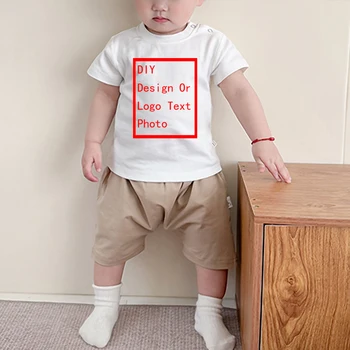 Newborn Baby Short Sleeve Print Kids T Shirt Outfit Infant Clothes Gift Customized Your Design Idea Cool DIY Or Logo Text Photo
