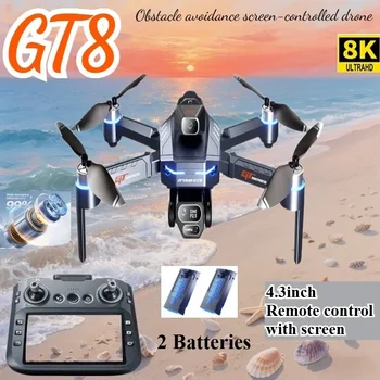 Drone 4K HD GT8 Fotocamera Evitamento Ostacoli Fotografia Aerea Drone Brushless con Schermo Pieghevole RC Drone Quadcopter RTF