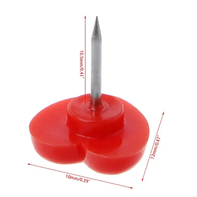 X4YD 50 Pcs Heart Plastic Quality Colored Push Pins Thumbtacks Office School