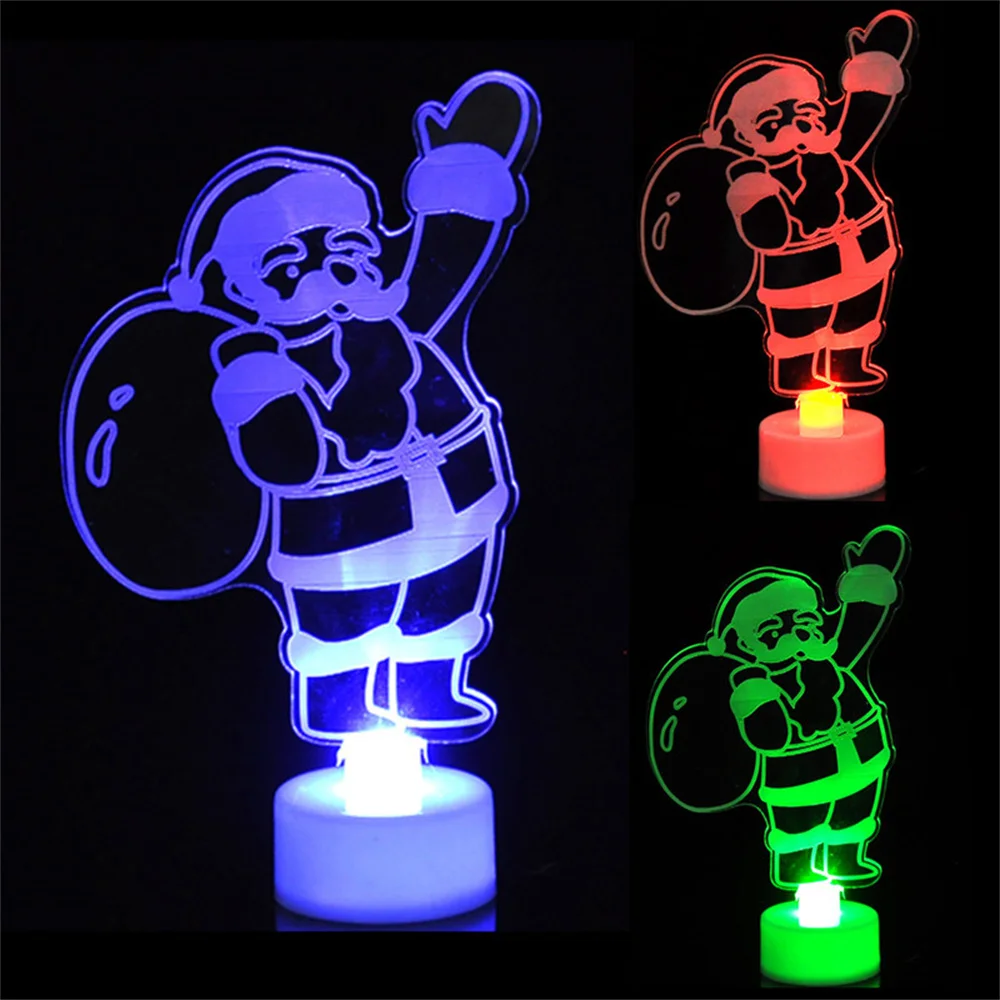 

LED Christmas Decoration Night Lights Flashing Christmas Santa Claus Snowman Xmas Tree Lights Lamp Ornament for New Year Party