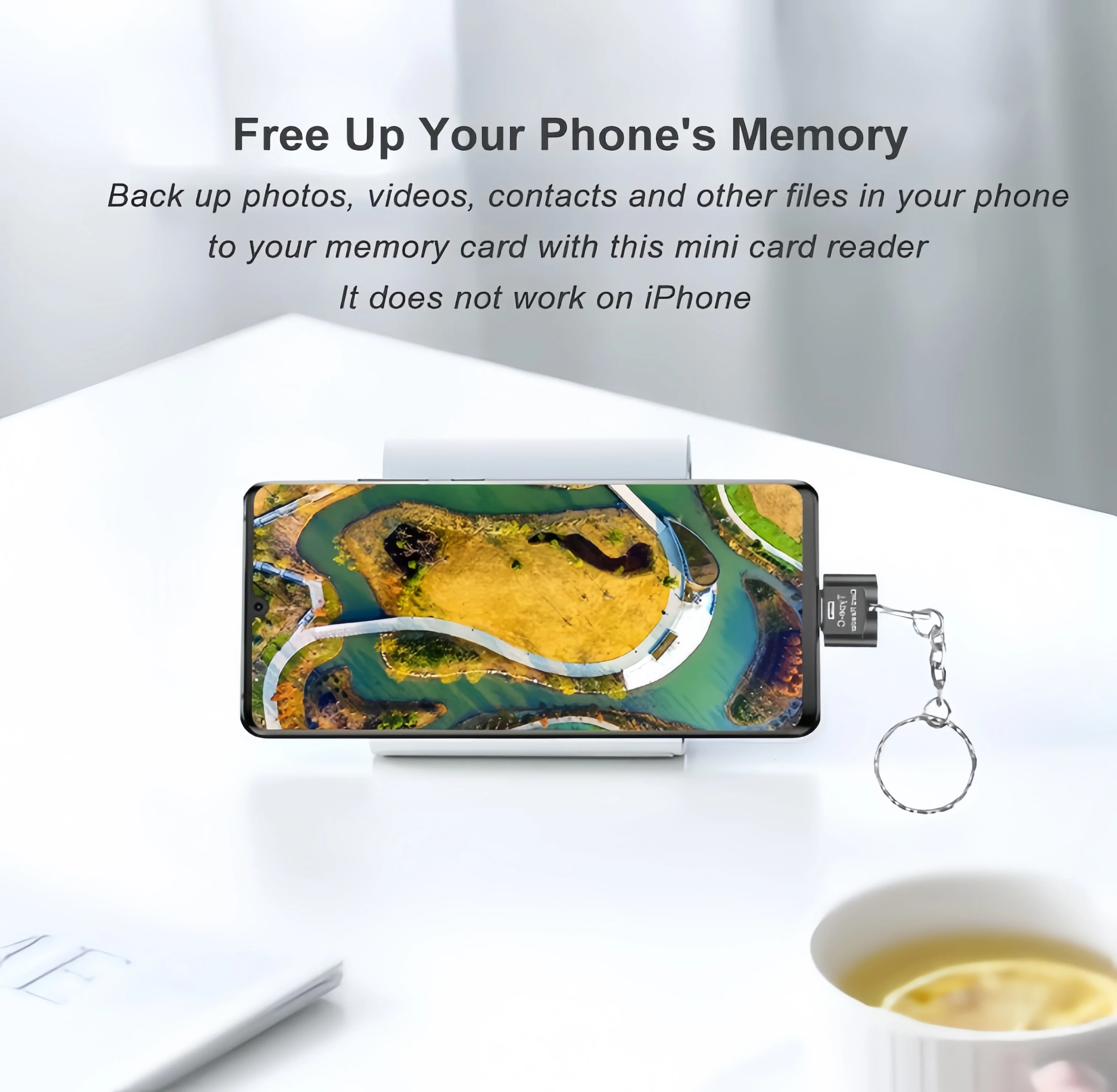 Type-C 카드 리더기, 2-in-1 USB C 리더기, 고속 480Mbps OTG 카드 리더기 어댑터, 초박형 아연 합금 메모리 카드 리더기