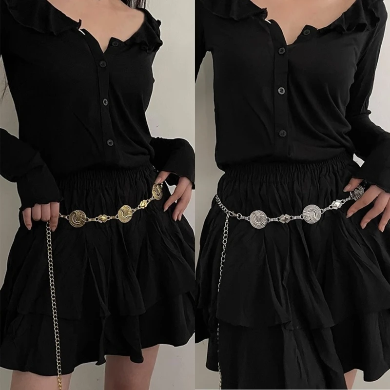 

Trendy Waist Chain Versatile Metal Belt for Women and Girls Long Dress Decor