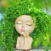 3d Face Planter Resin Flower Pot Resin Women Head Planter Pot with Drainage Hole for Indoor Outdoor Plants 3d Figurine Flowerpot 2