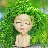 3d Face Planter Resin Flower Pot Resin Women Head Planter Pot with Drainage Hole for Indoor Outdoor Plants 3d Figurine Flowerpot 2