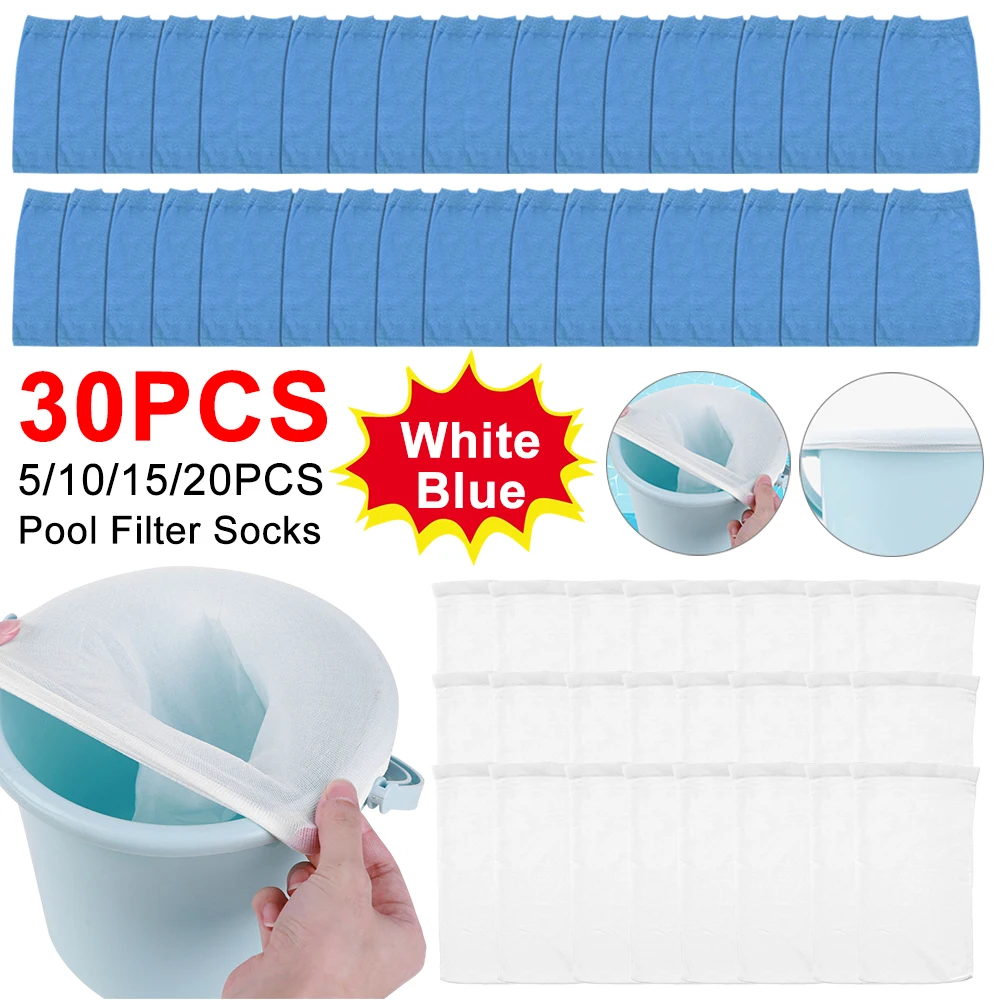 5-30PCS Filter Basket Pool Skimmer Socks Nylon Mesh Swimming Pool Filter Socks for Baskets Skimmers Ground Supply