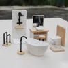 1/12 Dollhouse Simulation White Wash Basin Tub Toilet Model Dollhouse Miniature Furniture Bathroom Decor Baby Pretend Toys 1