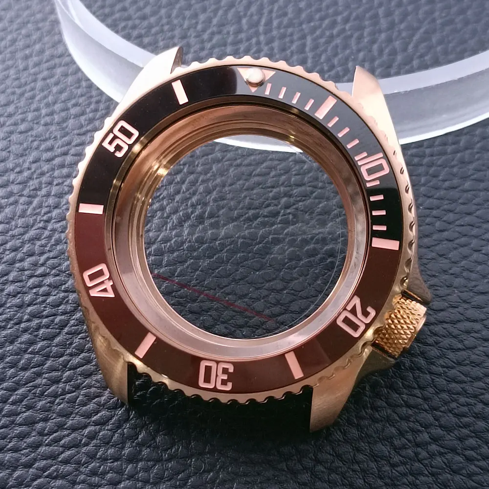 42mm Gold/Rose Gold Steel Watch Case with Sapphire Glass and 22mm Strap