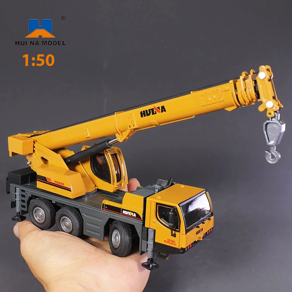 Huina 1702 1:50 Scale Alloy Model Truck-Mounted Crane Model Simulation Construction Engineering Vehicle Crane Children's Toy Car
