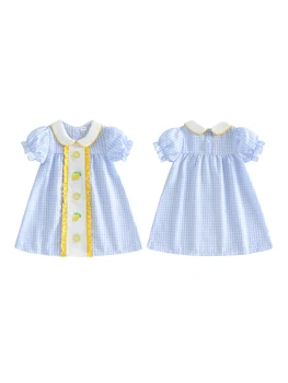 Fruit Embroidered Plaid Dress 1