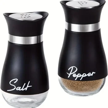 Set di sale e pepe ricaricabili da 2 pezzi, contenitore per bottiglie di spezie per casa, ristorante e picnic - Accessori da cucina da 3,4 once 1
